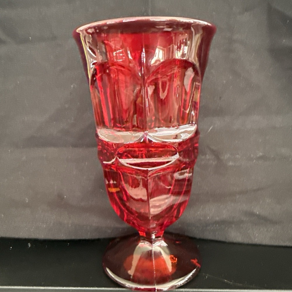 Red Ruby Glass Goblet Glossy Round Decorative Drinkware 6 Inch